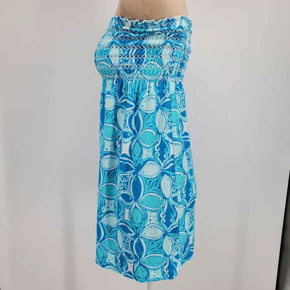 Lilly Pulitzer Brigitte Blue & White Terry Cloth Swim Sleeveless Cover Up Sz. XS - Picture 3 of 10
